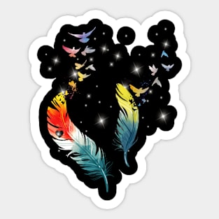 Colorful Feather Birds Costume Gift Sticker